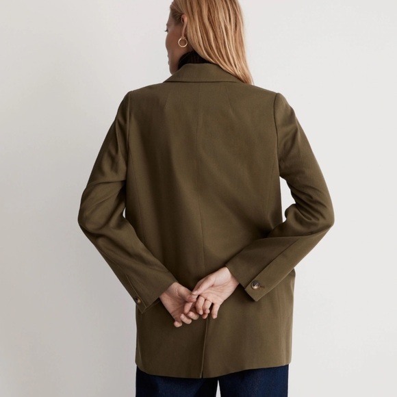 Madewell Drapeweave Caldwell Double Breasted Blazer Jacket Kale Green XS - Picture 4 of 16